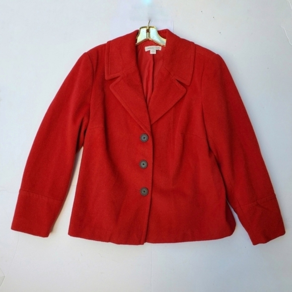 Coldwater Creek Wool Jacket Red Coat Size 16 - EUC! - Picture 5 of 16
